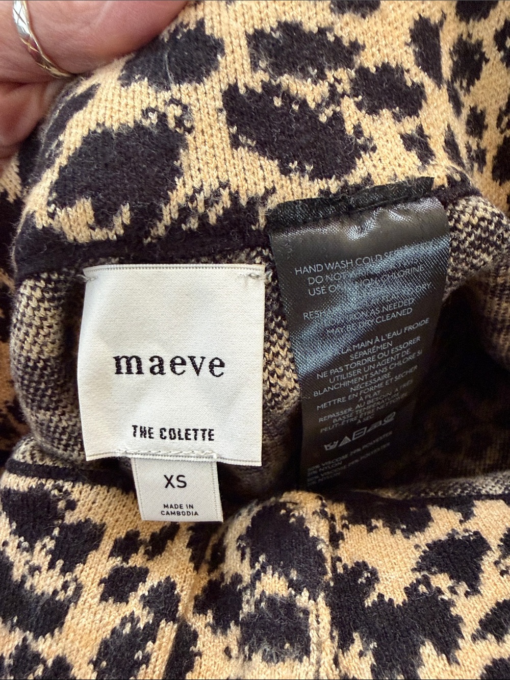 Maeve (the Colette) Leopard-Print Knit Pants in Black and Tan, size XS - Picture 3 of 3